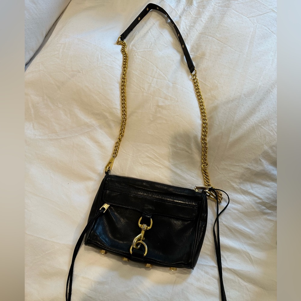 A black Rebecca Minkoff crossbody bag